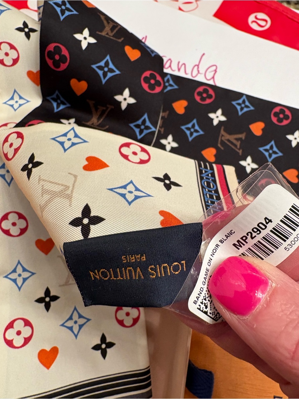 Louis Vuitton cream multicolor monogram silk bandeau game on full set - Picture 6 of 7